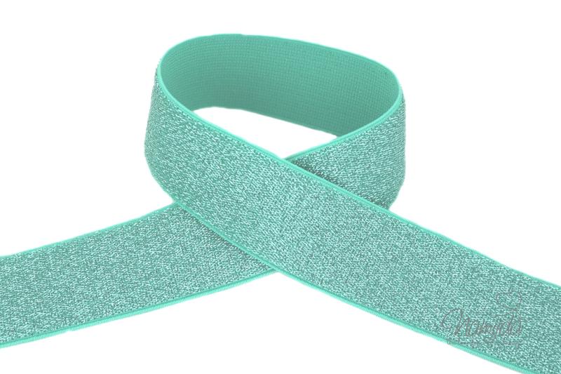 1 MTR. SOFT Glitzer Gummiband 40mm DUSTY MINT