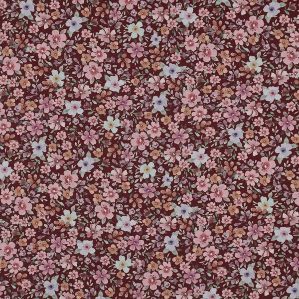 0,5 MTR.♥ BLÜTENMEER BEERE BAUMWOLL POPELINE ♥