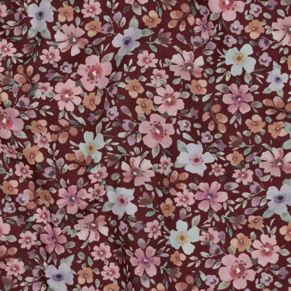 0,5 MTR.♥ BLÜTENMEER BEERE BAUMWOLL POPELINE ♥