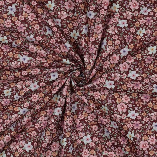 0,5 MTR.♥ BLÜTENMEER BEERE BAUMWOLL POPELINE ♥