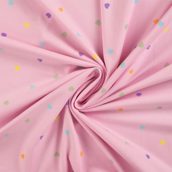 0,50 MTR. ♥ PASTELL HERZCHEN ROSA JERSEY ♥