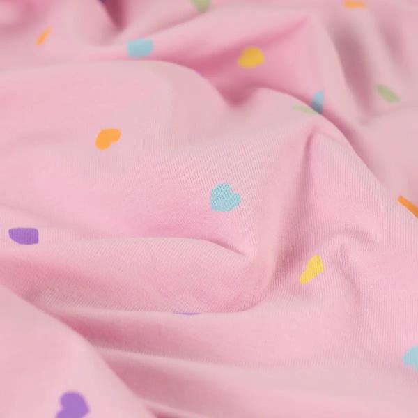 0,50 MTR. ♥ PASTELL HERZCHEN ROSA JERSEY ♥