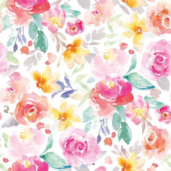 0,5 MTR. AQUARELL SUMMER ROSES BAUMWOLL POPELINE