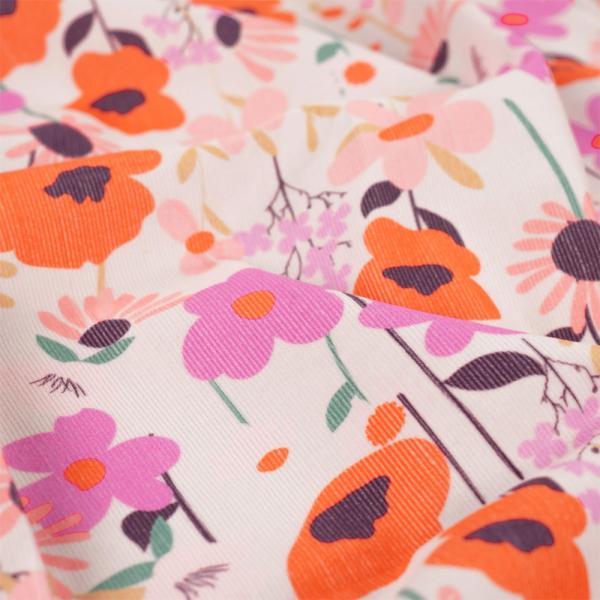 0,5 MTR. ♥ WEICHER FEINCORD COLOURFUL FLOWERS ♥