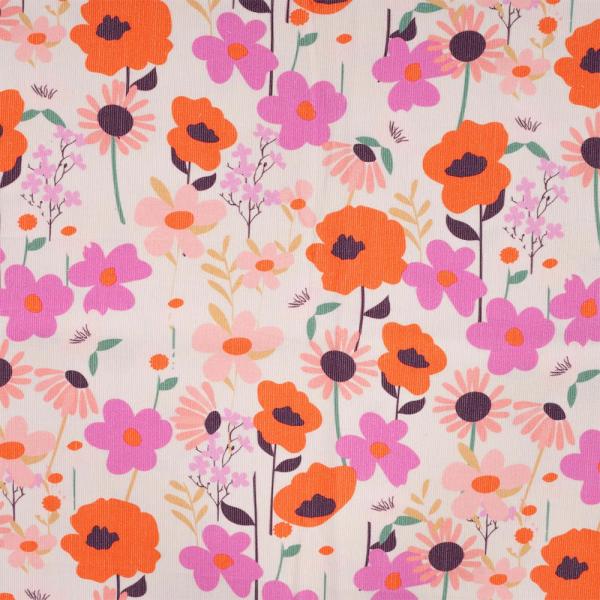 0,5 MTR. ♥ WEICHER FEINCORD COLOURFUL FLOWERS ♥