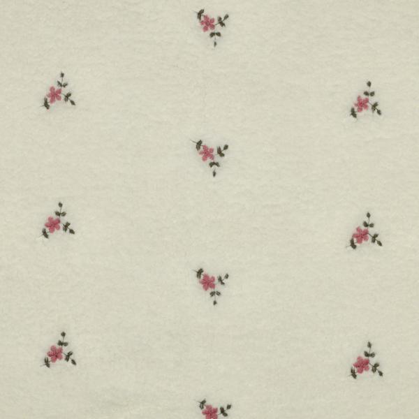 0,5 MTR. ♥ TEDDY GESTICKTE BLÜMCHEN NATUR ♥
