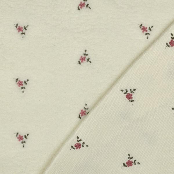 0,5 MTR. ♥ TEDDY GESTICKTE BLÜMCHEN NATUR ♥