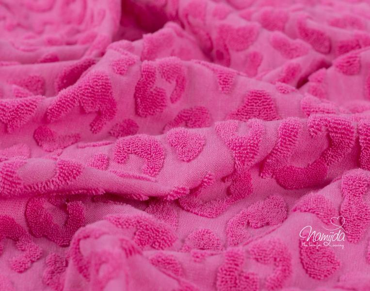 0,5 MTR. ♥ FROTTEE JACQUARD LEO PINK ♥