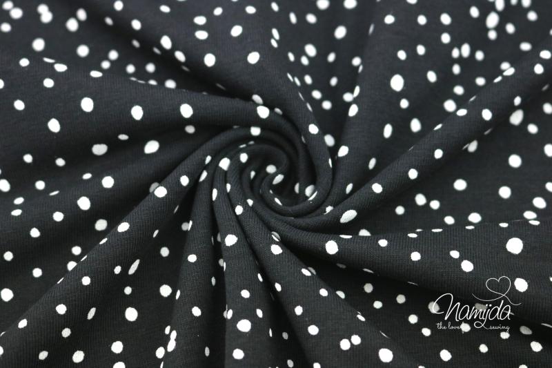 0,5 MTR. ♥ Jersey Different Dots Schwarz/Weiss - Punktejersey ♥