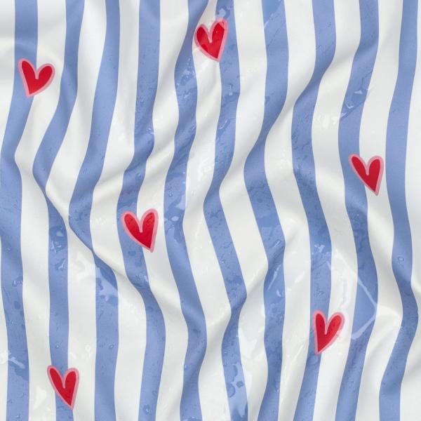 0,5 MTR. ♥ HEARTS & STRIPES REGENJACKEN STOFF - WASSERDICHT ♥