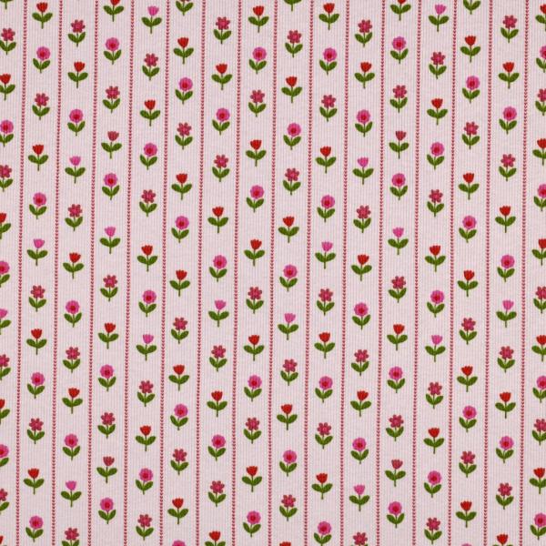 0,5 MTR. ♥ RIPPSTRICK JERSEY  LILLE BLOMST ROSE ♥