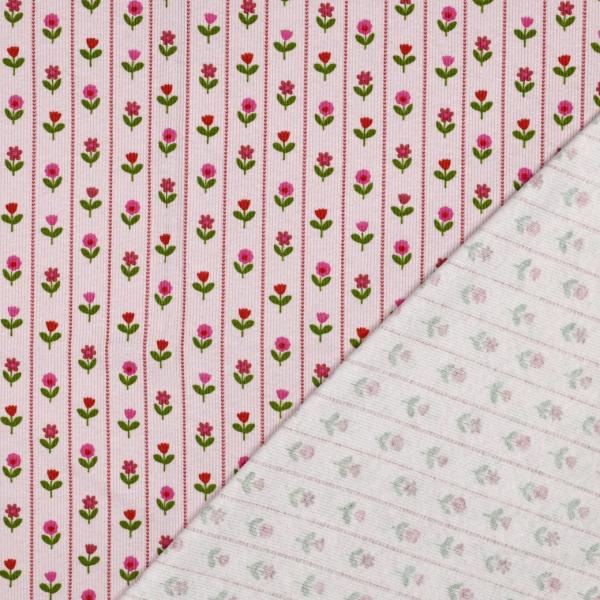 0,5 MTR. ♥ RIPPSTRICK JERSEY  LILLE BLOMST ROSE ♥