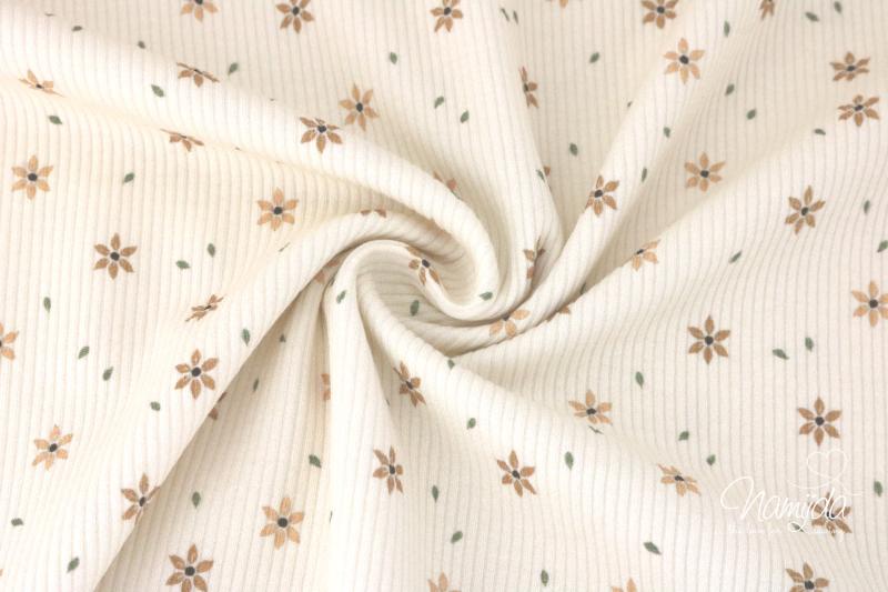 0,5 MTR. ♥ RIPPSTRICK JERSEY DAISIES NATUREL ♥