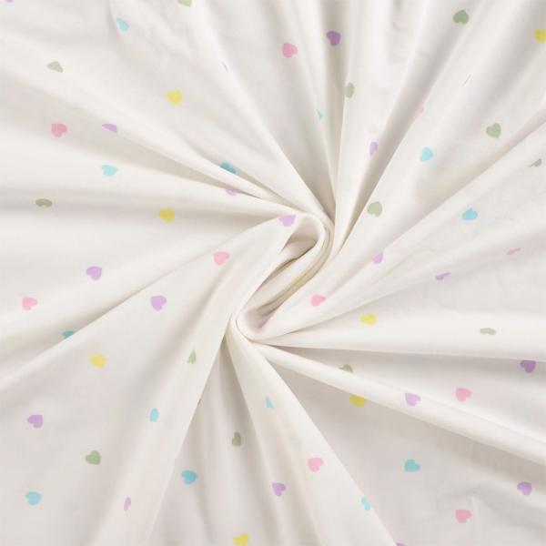 0,50 MTR. ♥ PASTELL HERZCHEN NATUR JERSEY ♥