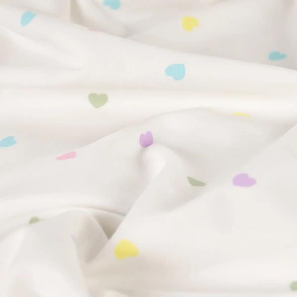 0,50 MTR. ♥ PASTELL HERZCHEN NATUR JERSEY ♥