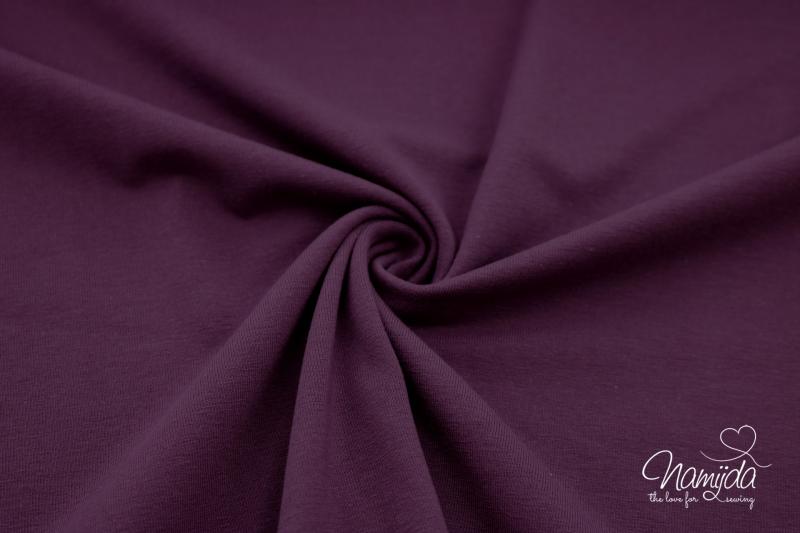 0,5 MTR. ♥ KUSCHLIG WEICHER BIO SoFT SWEAT AUBERGINE ♥