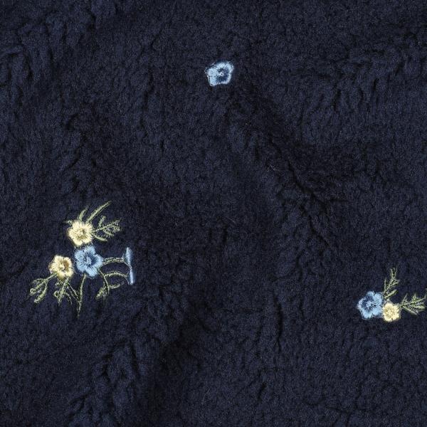 0,5 MTR. ♥ TEDDY GESTICKTE BLÜMCHEN NAVY ♥