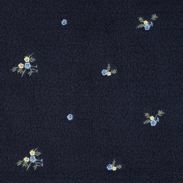0,5 MTR. ♥ TEDDY GESTICKTE BLÜMCHEN NAVY ♥