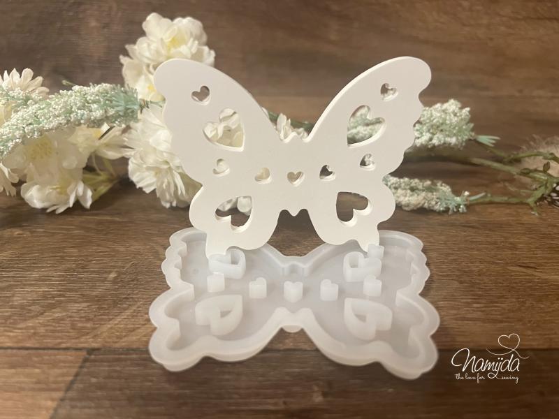 1 STÜCK ♥ GIESSFORM SILIKON SCHMETTERLING HERZ VORDERSEITE FÜR LED ♥