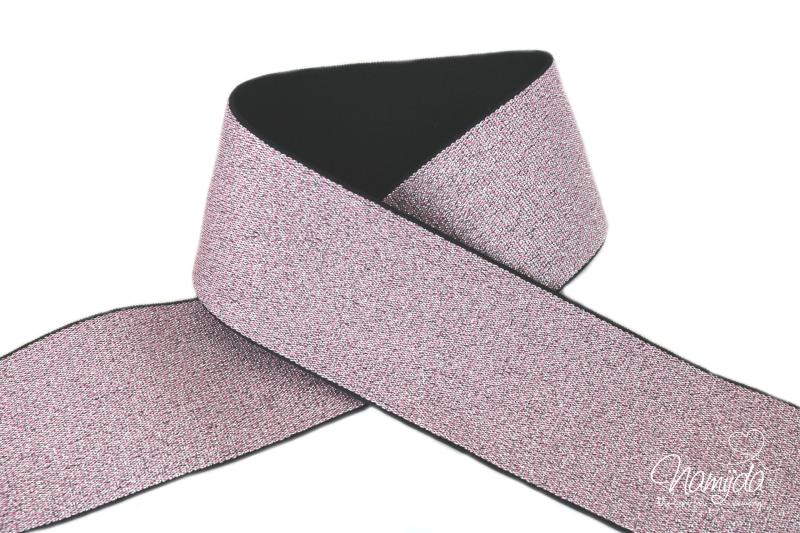 1 MTR. Soft Glitzer Gummiband 40mm ROSA
