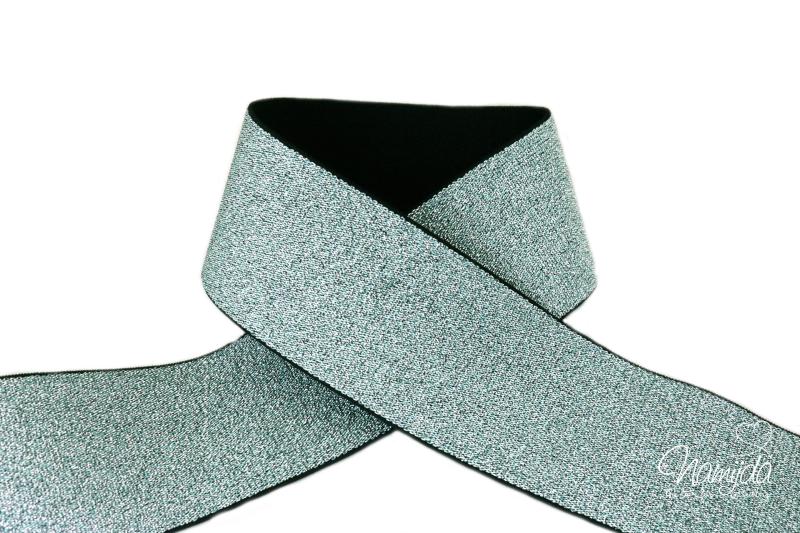 1 MTR. Soft Glitzer Gummiband 40mm MINT