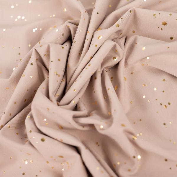 0,50 MTR. ♥ GOLDEN BLUSH FOIL TAUPE JERSEY ♥