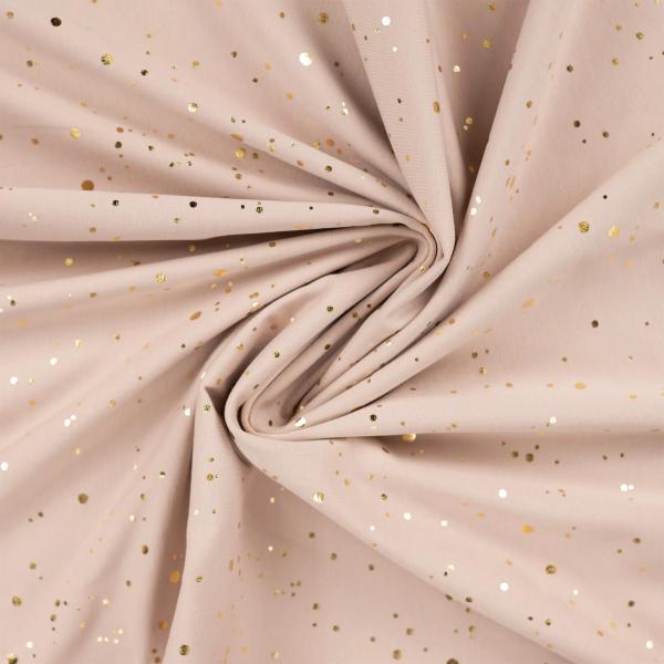 0,50 MTR. ♥ GOLDEN BLUSH FOIL TAUPE JERSEY ♥
