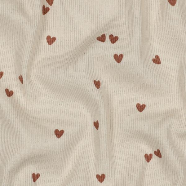 0,5 MTR. ♥ RIPPSTRICK JERSEY HERZCHEN - NATUR ♥