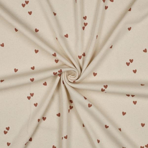 0,5 MTR. ♥ RIPPSTRICK JERSEY HERZCHEN - NATUR ♥