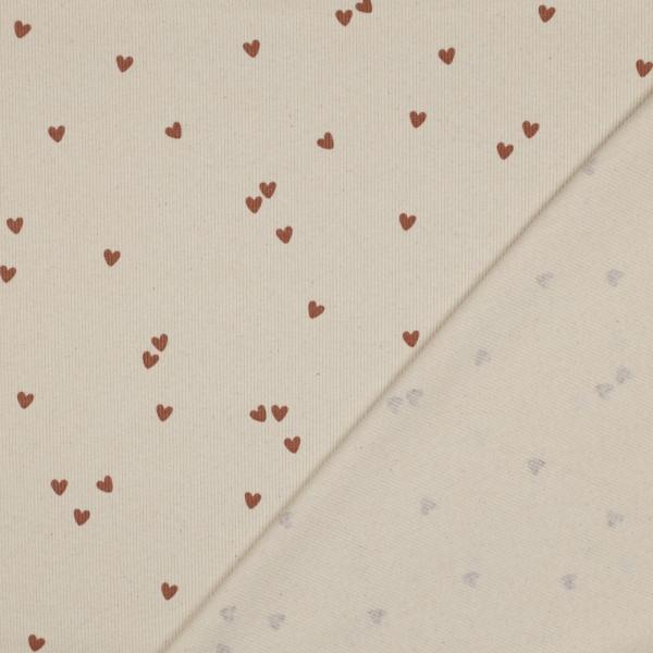 0,5 MTR. ♥ RIPPSTRICK JERSEY HERZCHEN - NATUR ♥