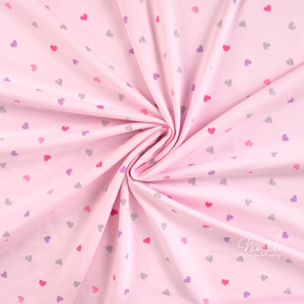 0,5 MTR. HERZCHEN SILBERGLITZER ROSE JERSEY ♥