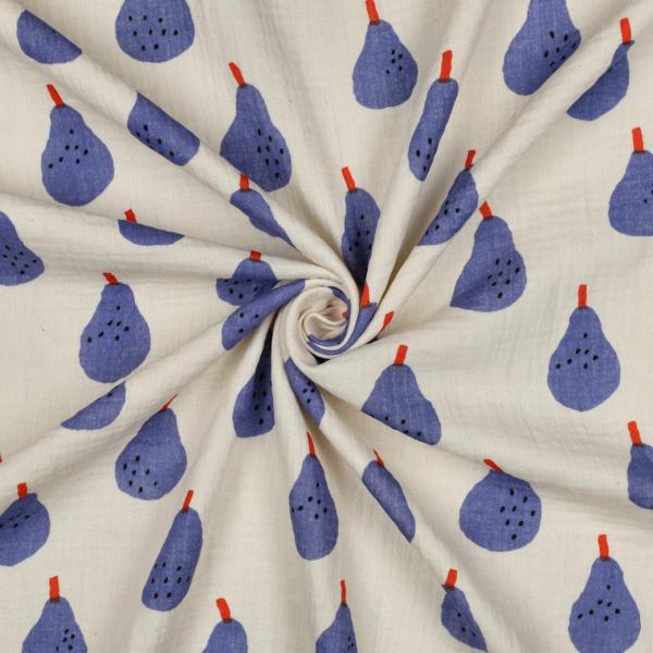 0,5 MTR. ♥ MuSSELIN BIRNEN BLAU ♥