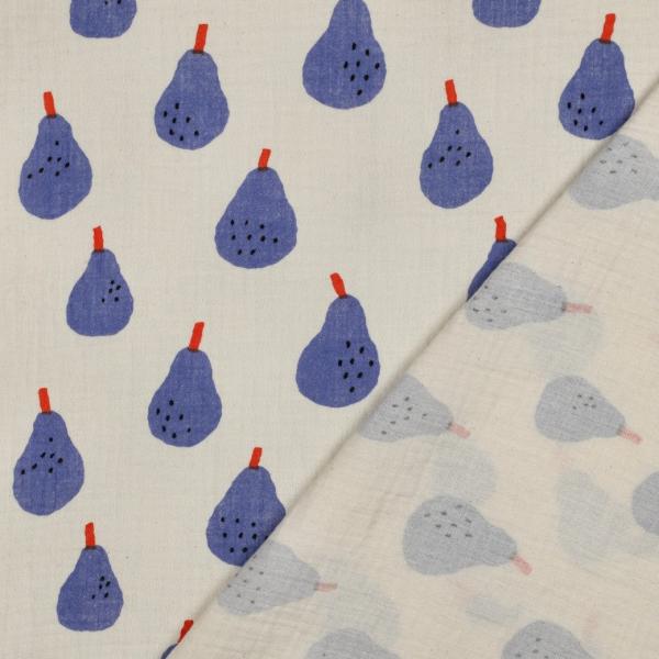 0,5 MTR. ♥ MuSSELIN BIRNEN BLAU ♥