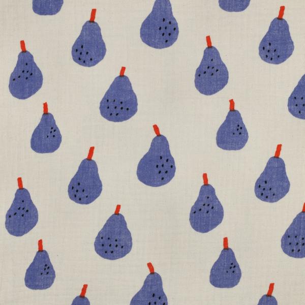 0,5 MTR. ♥ MuSSELIN BIRNEN BLAU ♥