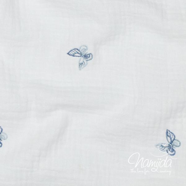 0,5 MTR. ♥ BUTTERFLY JEANS GESTICKT MUSSELIN ♥