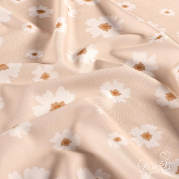 0,5 MTR.  ♥ BADESTOFF LYCRA FLOWERS APRICOT UPF50 ♥