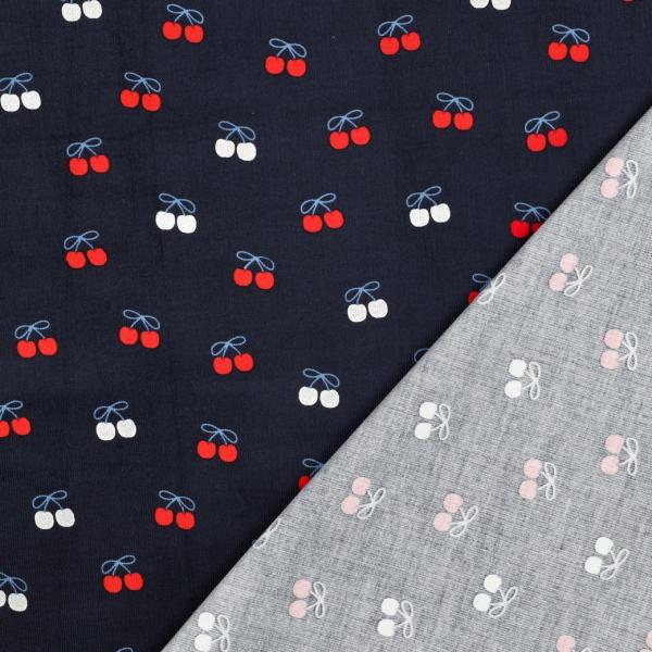 0,5 MTR. ♥ WEICHER BABY FEINCORD KIRSCHEN FOIL NAVY ♥