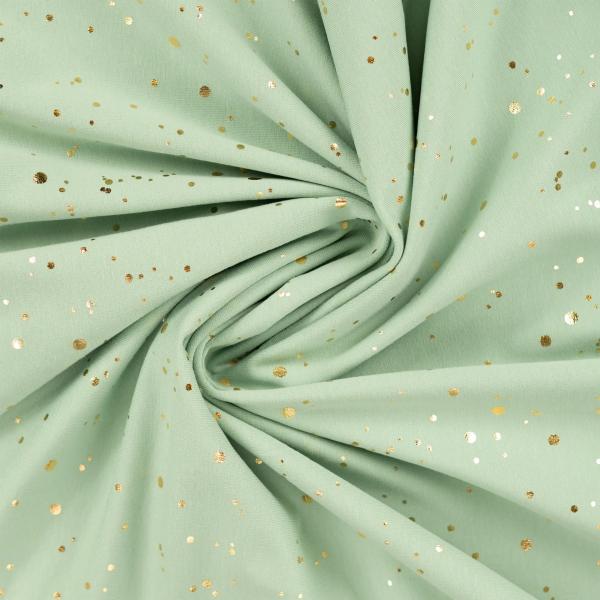 0,50 MTR. ♥ GOLDEN BLUSH FOIL DUSTY MINT JERSEY ♥
