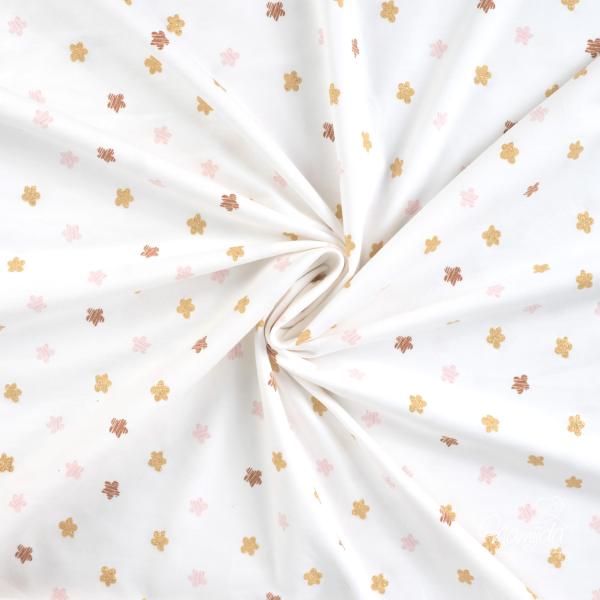 0,5 MTR. GOLDGLITZER FLOWERS - NATUR - JERSEY ♥