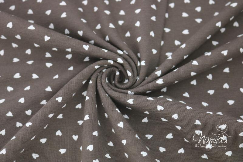 0,5 MTR. ♥ HERZCHEN JERSEY DUSTY BRAUN ♥