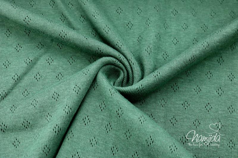 0,5 MTR. ♥ BAUMWOLLJERSEY POINTOILLE Lochstickerrei - KHAKI ♥