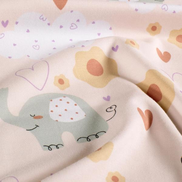 0,50 MTR.  ♥ ELEFANTEN & BLÜMCHEN JERSEY ♥