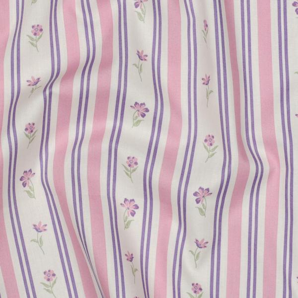0,5 MTR.♥  FLOWERS & STRIPES ROSA FLIEDER BAUMWOLL POPELINE ♥