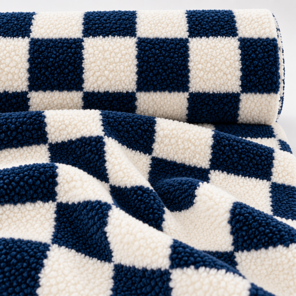 0,5 MTR. ♥ TEDDY COZY SQUARES NAVY ♥
