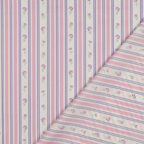 0,5 MTR.♥  FLOWERS & STRIPES ROSA FLIEDER BAUMWOLL POPELINE ♥