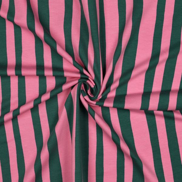 0,5 MTR.  STREIFEN STRIPES PINK/GRÜN FRENCH TERRY