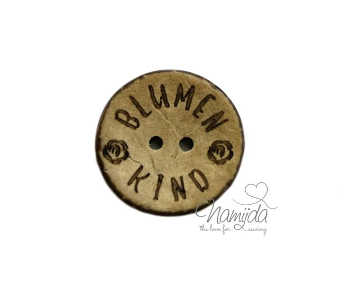 1 Stück ♥ EIGENPRODUKTION KOKOSKNOPF BLUMEN KIND - HOLZKNOPF - 22 mm ♥