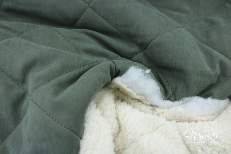 0,5 MTR. ♥ SUPER WEICHER ABGESTEPPTER JACKENSTOFF VELOUR KHAKI ♥