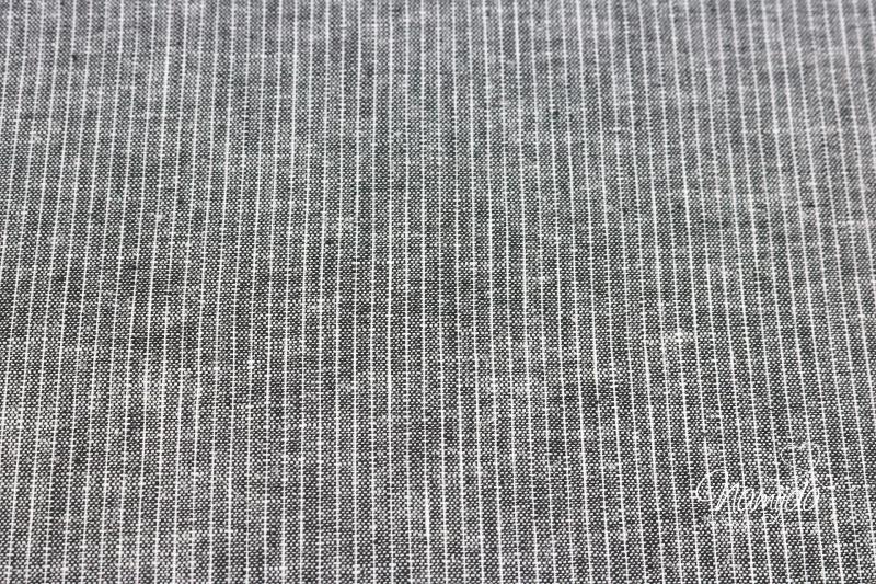 0,5 MTR. ♥ STREIFEN BAUMWOLL LEINEN - ANTHRAZIT MELANGE ♥