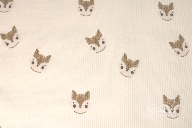 0,5 MTR. ♥ RIPPSTRICK JERSEY CUTE FOX HELLBEIGE ♥